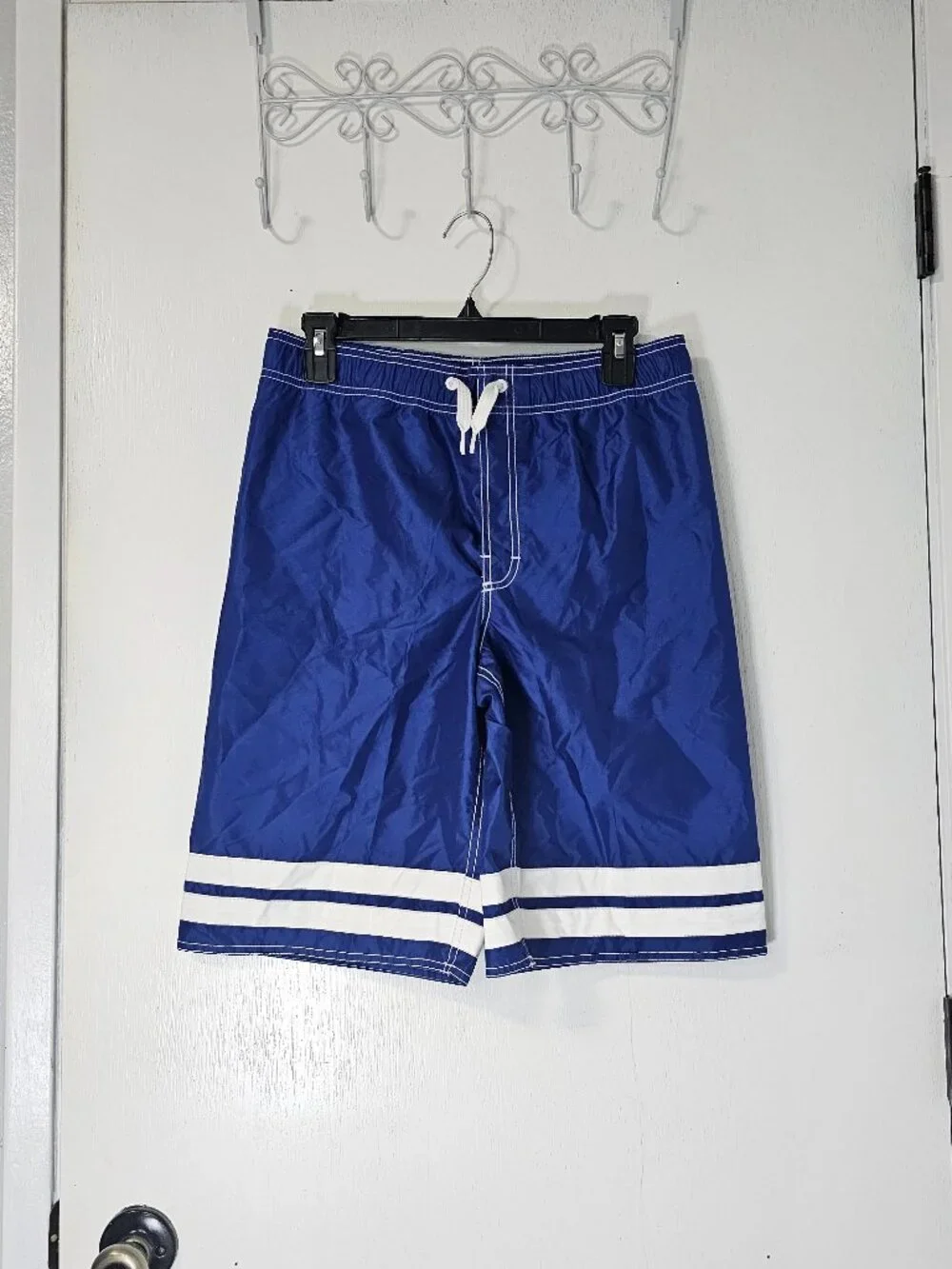 OLD Navy Blue White Stripe Board Beach Swim Trunks Shorts  Boys - Size XL 14-16
